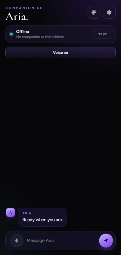 Companion app, Obsidian dark theme